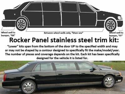 QAA - CADILLAC DTS Limousine QAA Stainless 10pcs Rocker Panel Trim TH40241