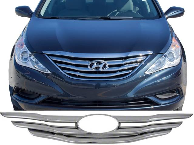 QAA - Fit Hyundai SONATA 4dr QAA Chrome ABS plastic 2pcs Grille Overlay SGC11360