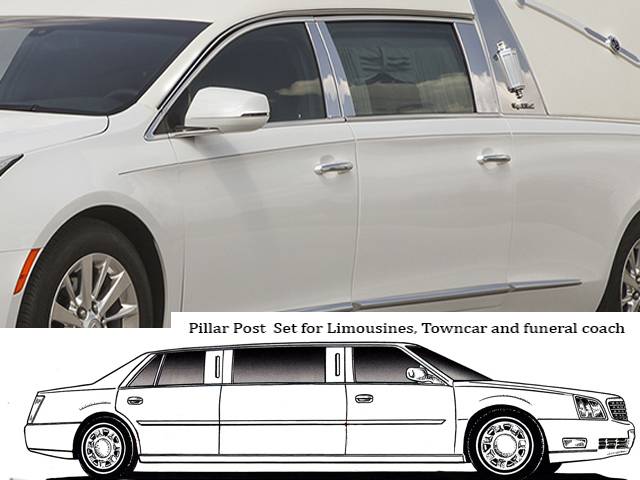 QAA - CADILLAC XTS S&S/Superior Hearse QAA Stainless 8pcs Pillar Trim PP53242