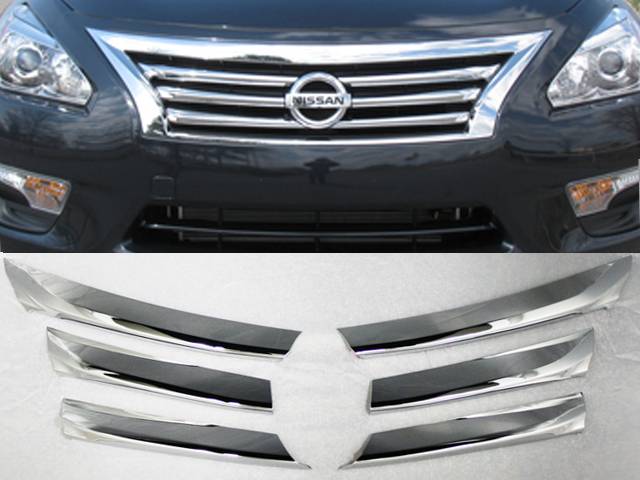 QAA - Fits Nissan ALTIMA 4dr QAA Chrome ABS plastic 6pcs Grille Overlay SGC13550