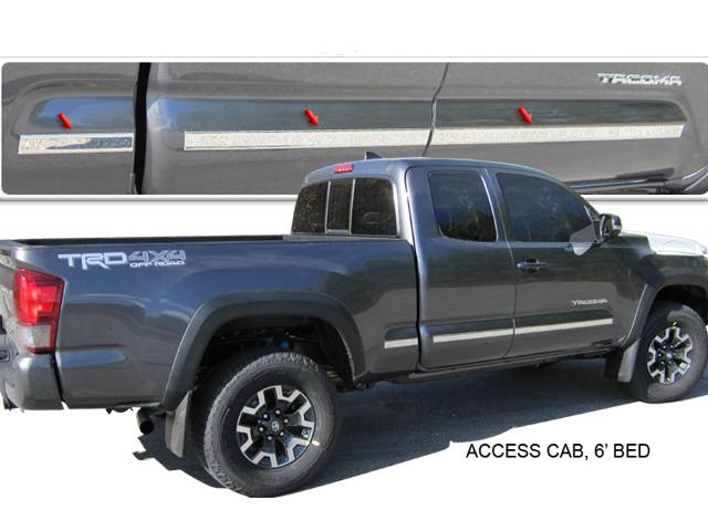 QAA - TOYOTA TACOMA Access Cab, 6' Bed QAA Stainless 6pcs Molding Insert MI16172