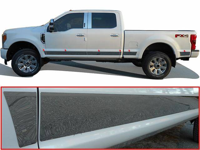 QAA - F-250/F-350 SUPER DUTY 4dr QAA Stainless 12pcs Rocker Panel Trim TH57324
