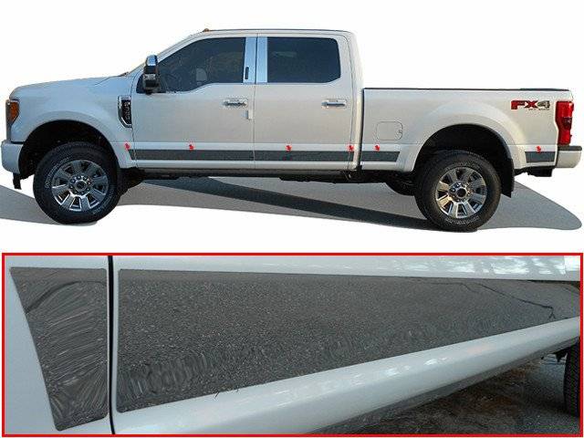 QAA - F-250/F-350 SUPER DUTY Crew Cab, 8' Bed QAA 10pc Rocker Panel Trim TH57323