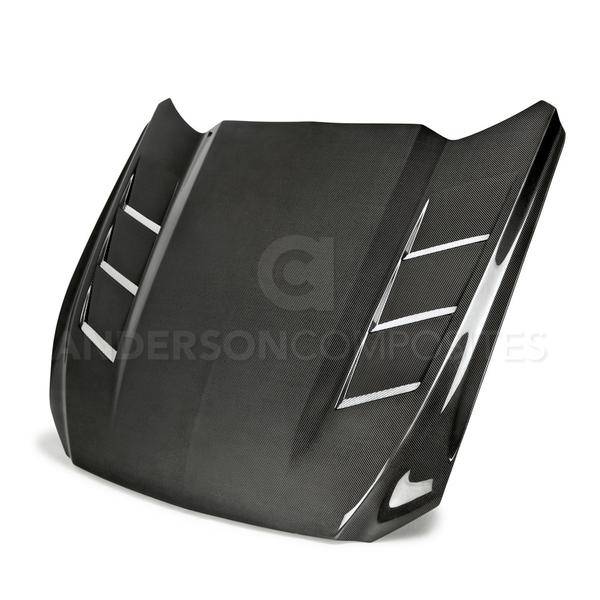 Anderson Carbon - Ford Mustang Heat Extractor Anderson Composites Fiber Hood AC-HD15FDMU-SA-DS