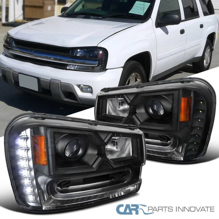 Spec-D - Chevrolet Trail Blazer Spec-D Projector Headlights - Black Housing - 2LHP-TBLZ02JM-RS