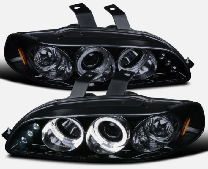 4 Car Option - Honda Civic 2DR/3DR/4DR 4 Car Option LED Dual Halo Projector Headlights - Black - Smoke LP-HC922BB-5