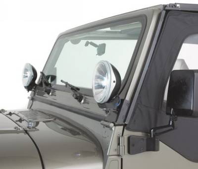 Jeep Wrangler Rampage Windshield Light Brackets - Black - 7608