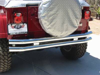 Jeep Wrangler Rampage Double Tube Rear Bumper with Receiver - Black - 7648