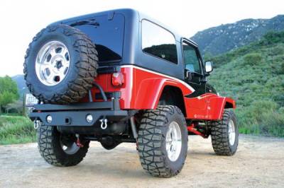 Jeep Wrangler Rampage Recovery Bumper - Rear with Swing Away Tire Mount - 76610