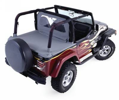 Jeep Wrangler Rampage Tonneau Cover - with Factory Soft Top - Channel Mount - Denim Black - 701015