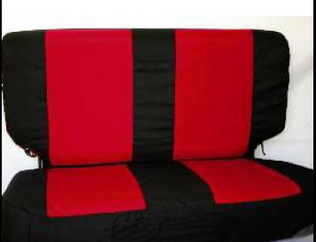 Jeep Wrangler Rampage Interior Comfort Combo Pack with Rear Black & Red Neoprene Seat Cover And - 2 Belt Pads - 5047130