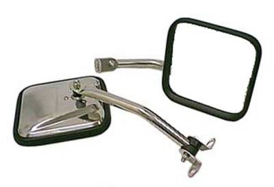 Rugged Ridge CJ Style Mirror - Pair - Stainless Steel - 11005-06