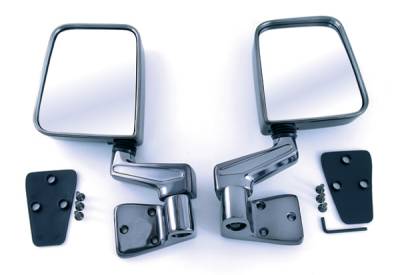 Rugged Ridge Side Mirror - Plastic - Pair - No Drilling - Black Chrome - 11090-01