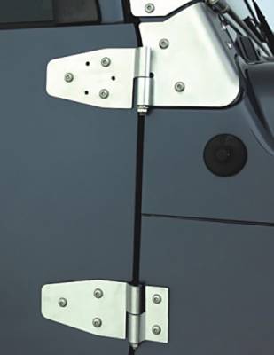 Rugged Ridge Door Hinge Kit - For Use with Full or Half Doors - 4 Piece - No Drilling - Stainless Steel - Front - 11185-41