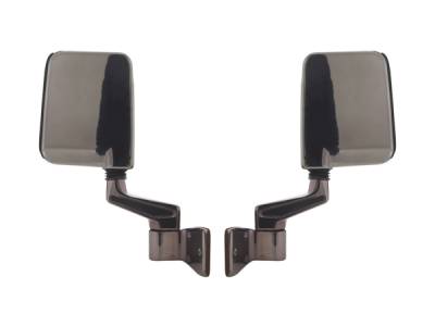 Rugged Ridge Side Mirror Kit - Reinforced Plastic with Satin Finish - Arms Cast Satin Stainless - Stainless Steel - 11191-01