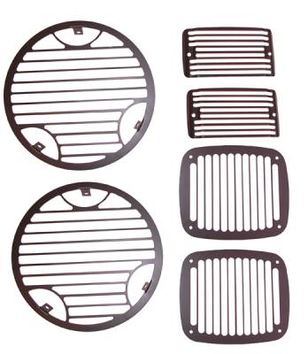 Rugged Ridge Billet Stone Head Light Guard Kit Kit - Black - 6 Piece - 11236-21