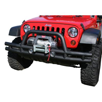 Rugged Ridge Front Tube Bumper with Winch Cut Out - Black - 11560-11