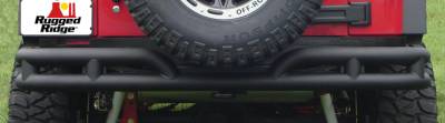 Rugged Ridge Rear Tube Bumper - Textured Black - 11571-1