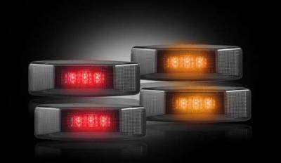 Recon LED Fender Lenses - Smoked Lens Black Trim - 2 Red and 2 Amber - 4PC - 264130BK