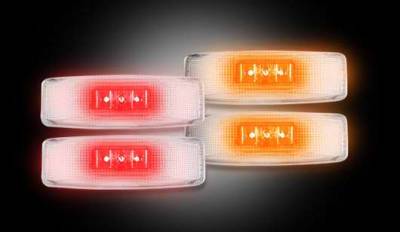 Recon LED Fender Lenses - Clear Lens Chrome Trim - 2 Red and 2 Amber - 4PC - 264130CL