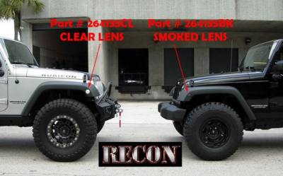 Recon - Jeep Wrangler Recon Round Front Fender Lenses with Amber LED - Smoked Lens - 264135BK - Image 4