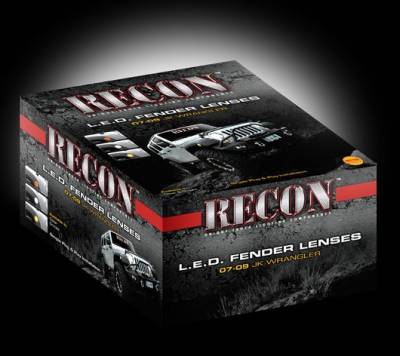 Jeep Wrangler Recon Round Front Fender Lenses with Amber LED - Clear Lens - 264135CL