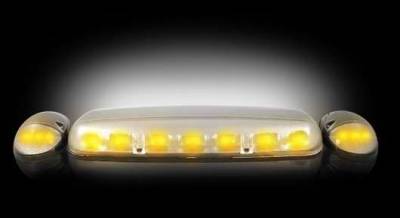 Recon Clear Cab Lens with Chrome Base Wiring and Amber LED Bulbs - 3PC - 264155CL