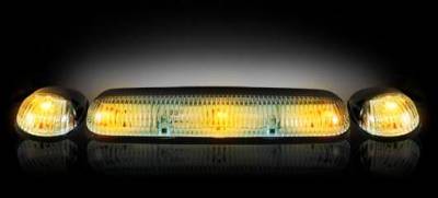 Recon Super White Cab Lens with Chrome Base Wiring and Amber LED Bulbs - 3PC - 264155SW