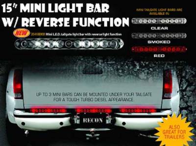 Recon 15 Inch Mini Tailgate LED Bar with Reverse Lights with Smoked Lens - 26418BKW