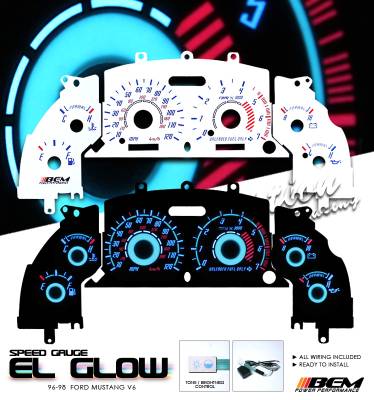 Ford Mustang Option Racing Indiglo Gauge Face Overlay Set - 58-18118