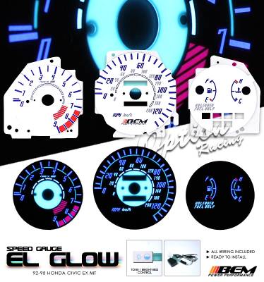 Honda Civic Option Racing Indiglo Gauge Face Overlay Set - 58-20125