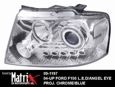 Blue Projector Headlights with Chrome Housing and Halo Ring - 91197