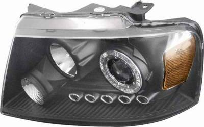 Clear Projector Headlights with Black Housing and Halo Ring - 91199