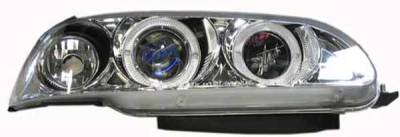 I-Tech Projector Headlights with Chrome Housing and Halo Ring and Blue lights with 1PC - 02AZHC92PCB