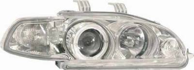 I-Tech Chrome Housing Headlights with Halo Ring and Clear Lights - 1PC - 02AZHC92PCC