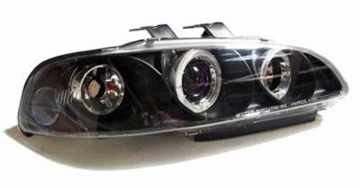 I-Tech Projector Headlights with Black Housing and Halo Ring and Blue lights - 1PC - 02ITHC924DPBBRIM1