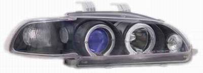I-Tech Projector Headlights with Black Housing and Halo Ring and Blue lights - 1PC - 02ITHC92PBBRIM