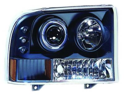 Ford Superduty IPCW Headlights - Projector with Rings & Corners with Amber Reflector - 1 Pair - CWS-500B2
