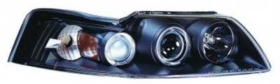 Ford Mustang IPCW Headlights - Projector with Rings with Amber Reflector - 1 Pair - CWS-533B2