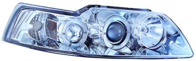 Ford Mustang IPCW Headlights - Projector with Rings with Amber Reflector - 1 Pair - CWS-533C2