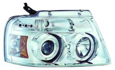 Ford F250 IPCW Headlights - Projector with Rings with Amber Reflector - 1 Pair - CWS-538C2