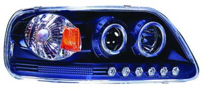 Ford F250 IPCW Headlights - Projector with Rings & Corners with Amber Reflector - 1 Pair - CWS-541B2