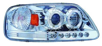 Ford F250 IPCW Headlights - Projector with Rings & Corners with Amber Reflector - 1 Pair - CWS-541C2