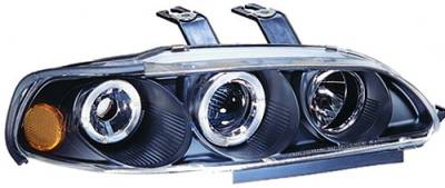 Honda Civic IPCW Headlights - Projector with Rings & Corners with Amber Reflector - 1 Pair - CWS-719B2