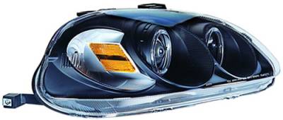 Honda Civic IPCW Headlights - Projector with Rings with Amber Reflector - 1 Pair - CWS-729B2
