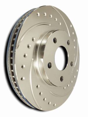 SP Performance - Audi A6 SP Performance Cross Drilled and Slotted Solid Rear Rotors - F01-176 - Image 2