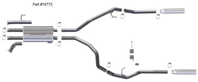 Magnaflow Dual Split Rear Exit Stainless Steel Cat-Back Exhaust  System with Rolled Edge Tips - 16775