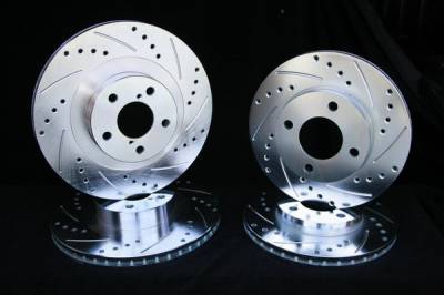 Mercedes-Benz C Class 190E Royalty Rotors Slotted & Cross Drilled Brake Rotors - Front
