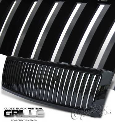 Chevrolet Silverado Option Racing Black Grille - Vertical Style - Black - 65-15266
