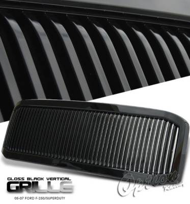 Ford F250 Option Racing Black Grille - Vertical Style - Black - 65-18278